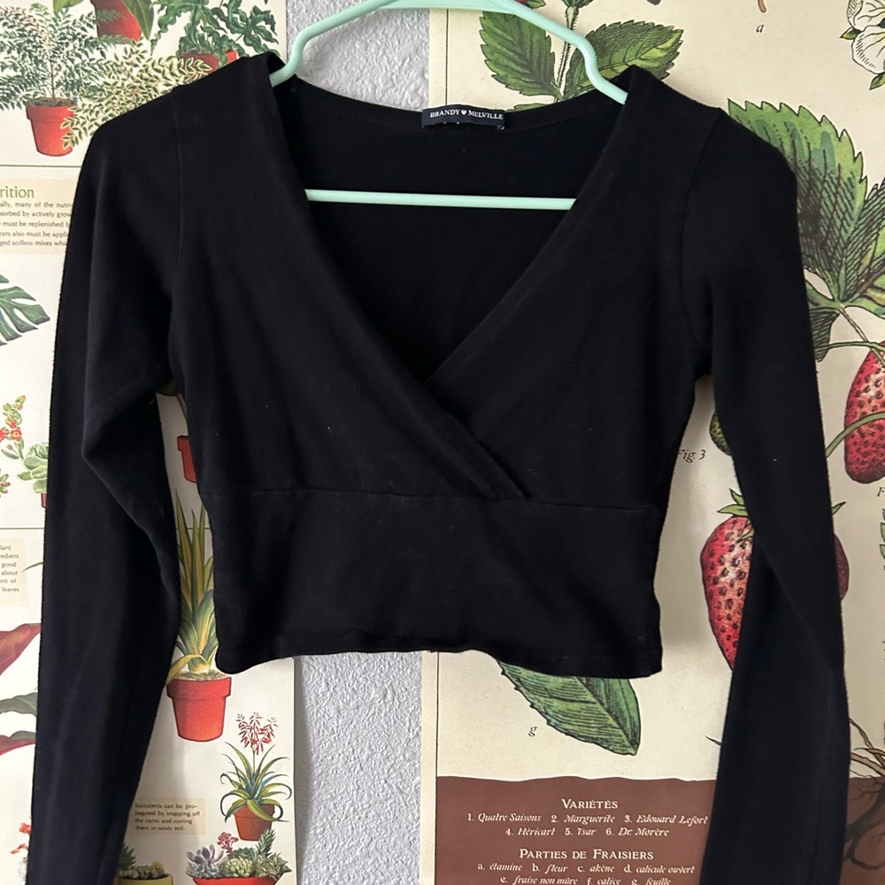 Brandy Melville Black Long Sleeve Crop Top